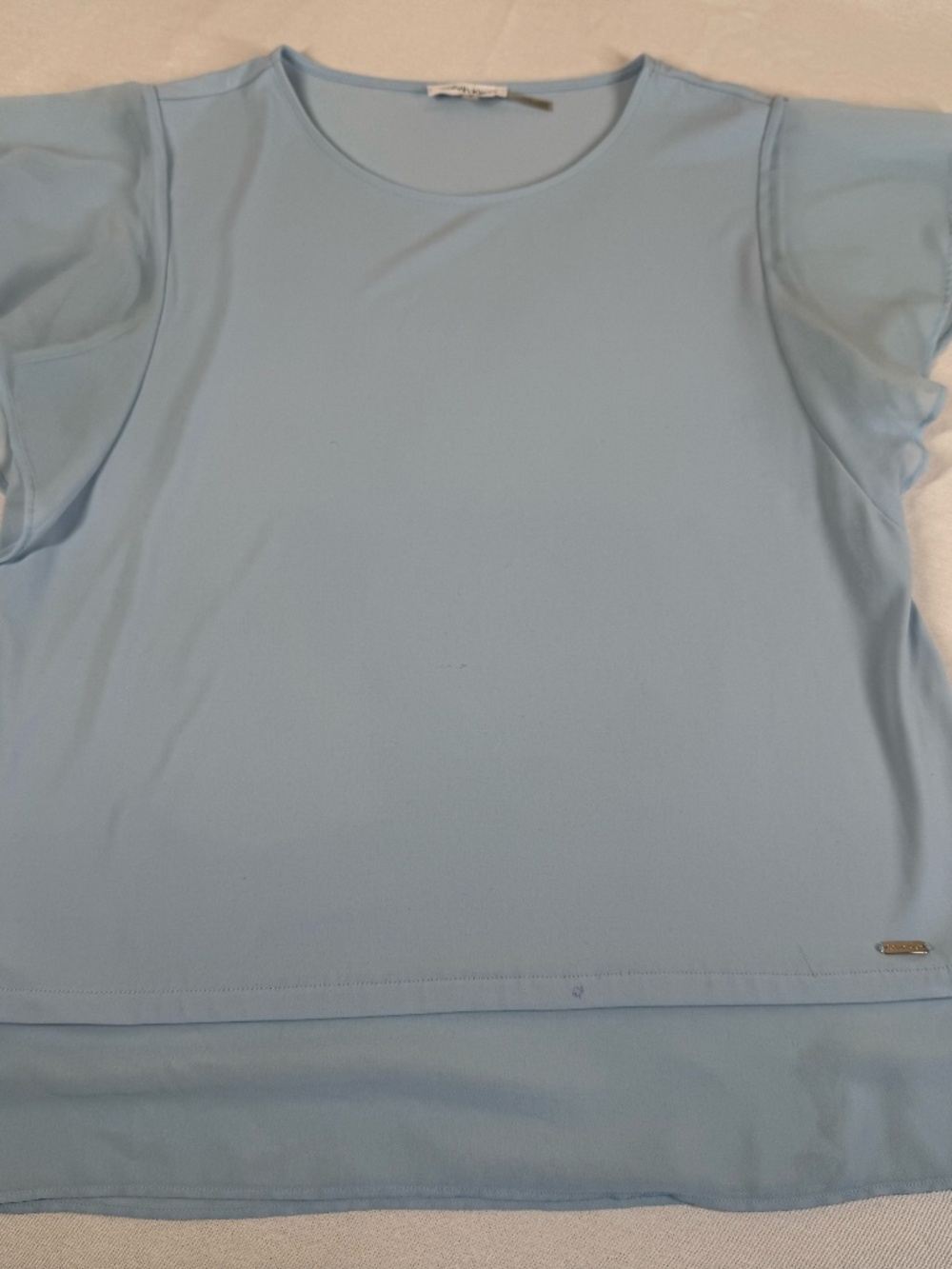 Calvin Klein Women's Ruffle Sleeve Blouse Size Medium - Pale Blue